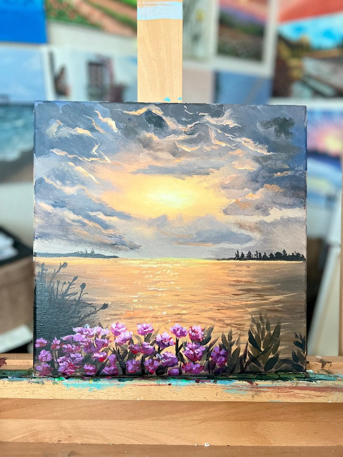 sunset dense sky acrylic painting