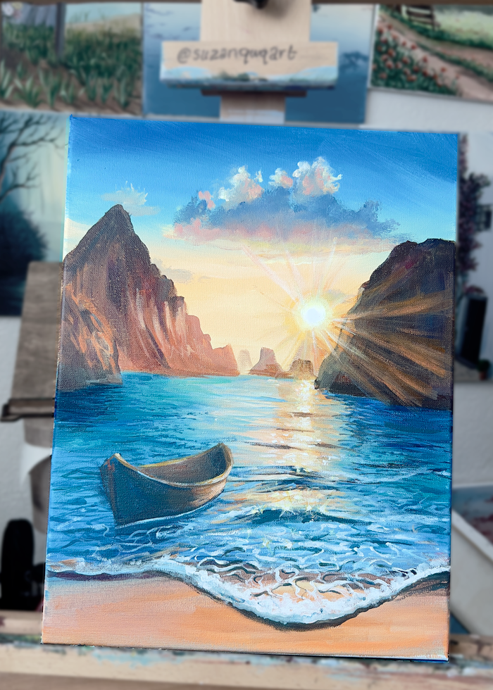 sunset landscape painting