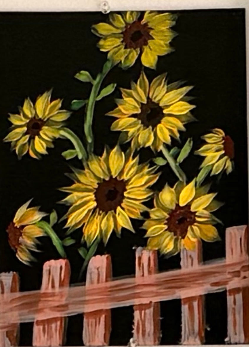 Sunflowers on Black Canvas