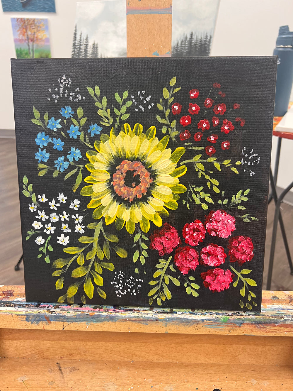 Flowers on Black Canvas