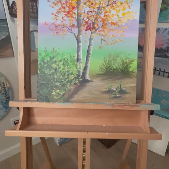 Acrylic painting of colorful trees in fall