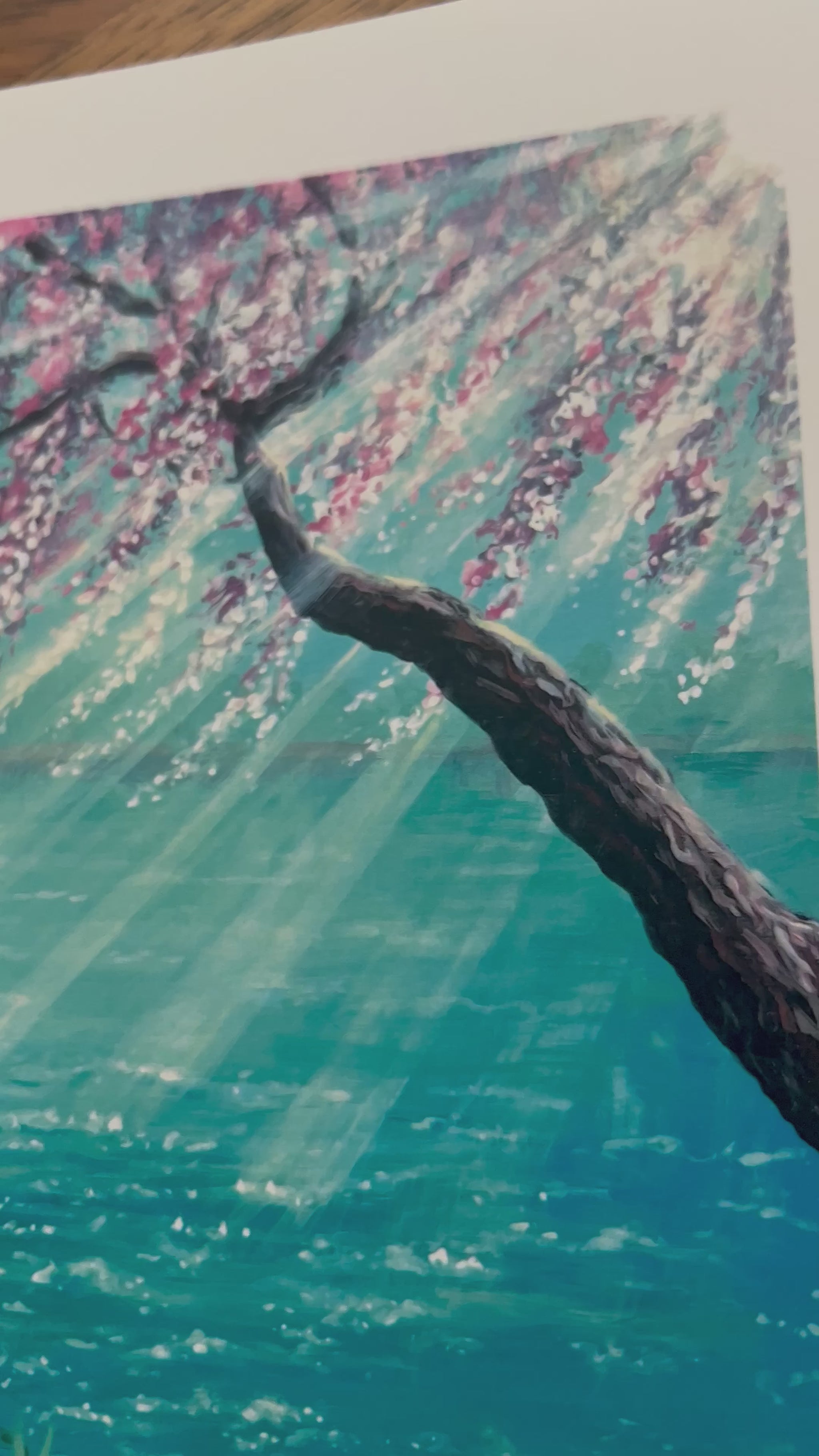 Cherry blossom and water art print