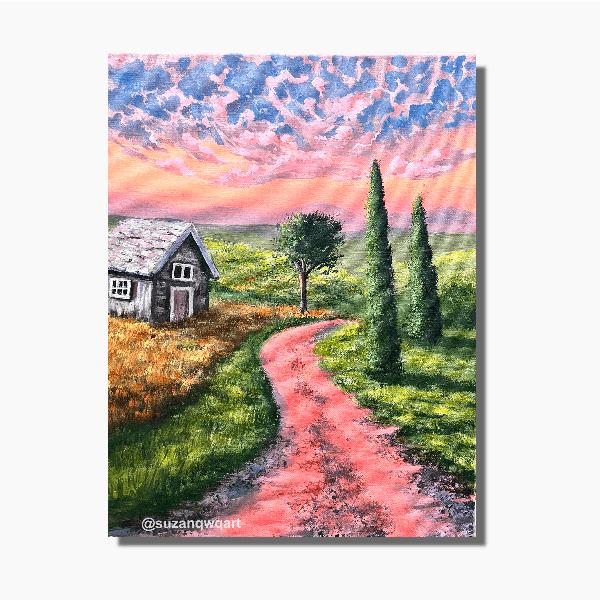 " Pink Sunset " original acrylic painting