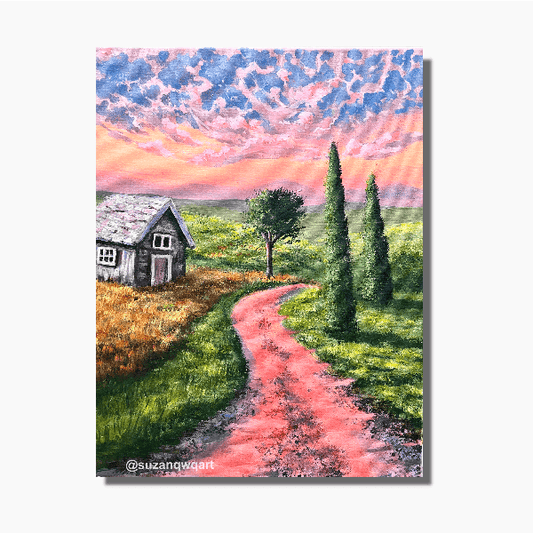 " Pink Sunset " original acrylic painting